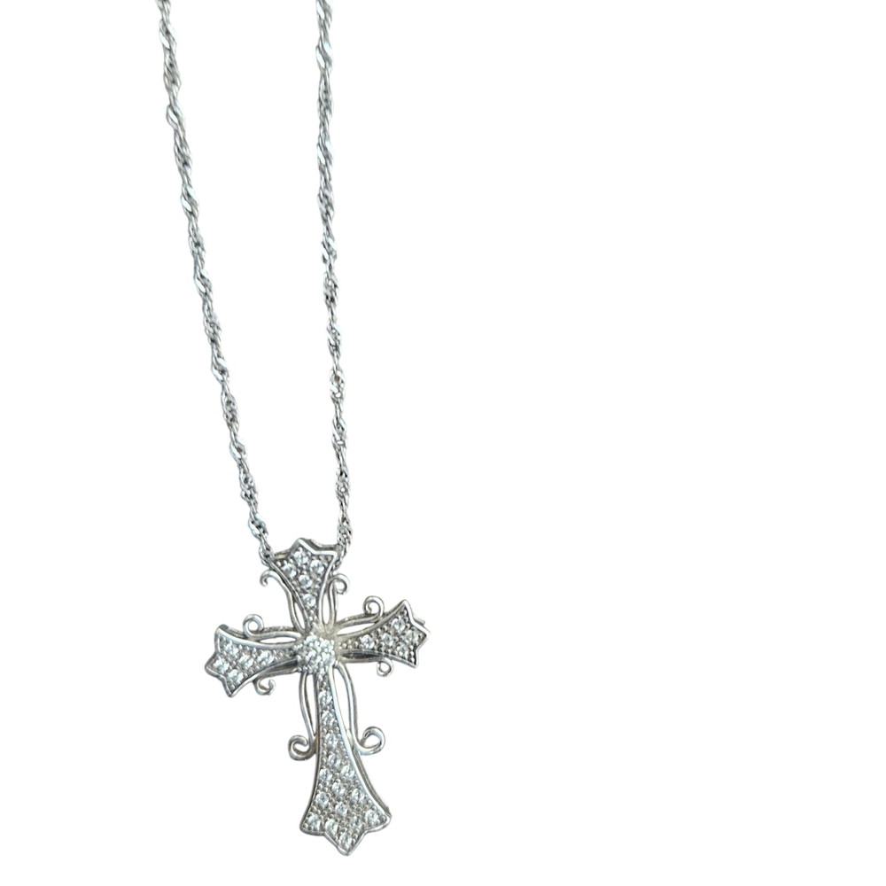 Elegant Silver Cross Pendant Necklace - Picture 2 of 7